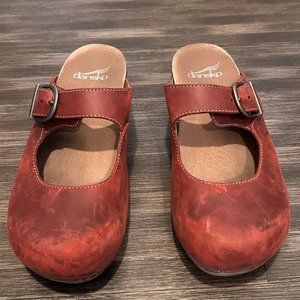 Dansko Martina Mary Jane Red Leather Clogs